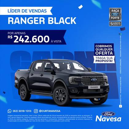 FORD RANGER 2.0 TURBO DIESEL CD BLACK 4X2 AUTOMÁTICO FORD RANGER 2.0 TURBO DIESEL CD BLACK 4X2 AUTOMÁTICO